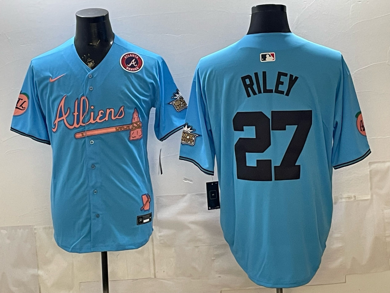 Men Oakland Athletics #27 Riley blue Nike 2025 MLB Jersey 0414003->oakland athletics->MLB Jersey